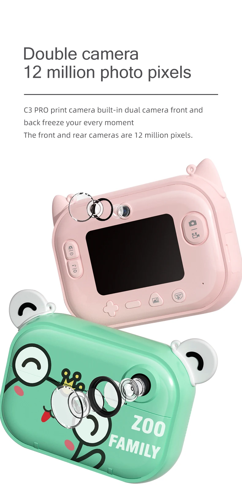 Support WIFI Filter Waterproof Hidden Face Priority HD 1080P Screen Toy Photo Video Children Camera print Kids Camara