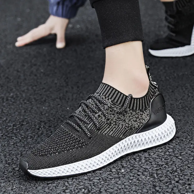 Wangdu County Sheakers Manufacturer High Ankle Knit Textile Casual Mens Shoes