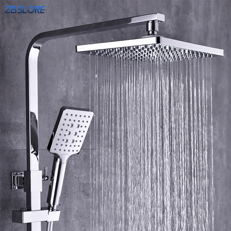 Fashion Bath Shower Mixer Hot Cold Bathroom 3-function Shower Faucet Set With Rainfall Shower Head