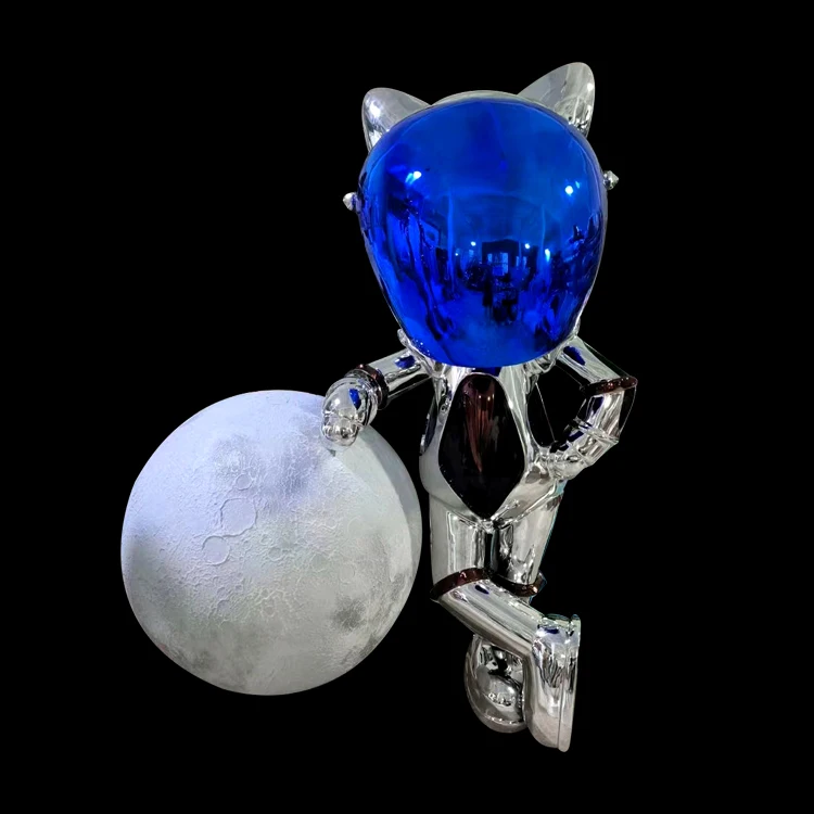 Скульптурный напольный светильник с наконечником для раковины гуманоидная статуя гальванизированный Золотой телескоп астронавт