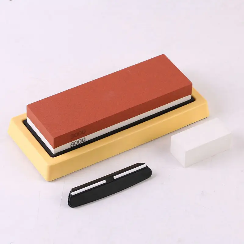 Sharpening Stone Set with Non-Slip Bamboo & Silicon Base Dual 1000/6000 Grit Whetstone Double-sided Knife Sharpener Wetstone
