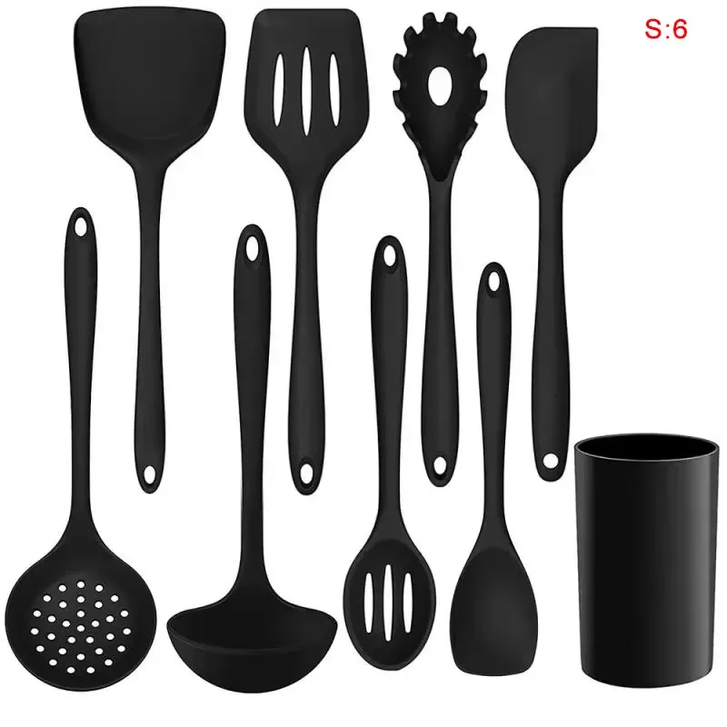 Custom Logo Silicone Utensils Kitchen Set Non Stick Cooking Set with Holder