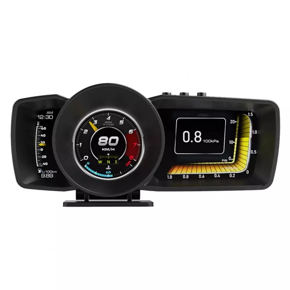 OBD GPS Smart Auto Gauge HUD Display with Alarm Ambient-Light LCD OBD2 GPS Speedometer Turbo Boost Meter Car Modify