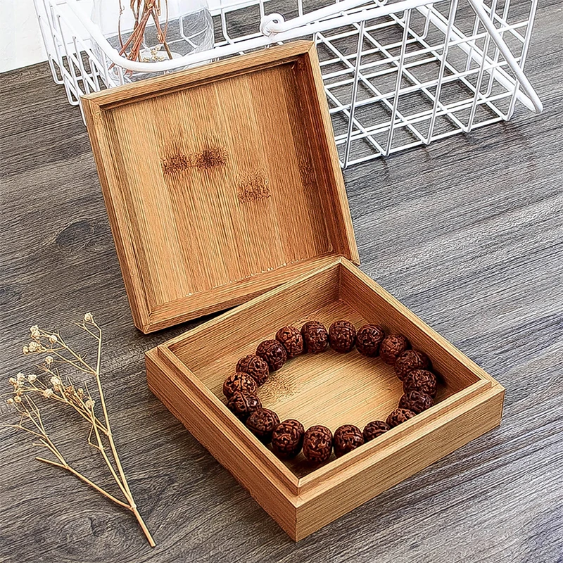 Beautiful best sale custom logo small bamboo bracelet packaging box wooden jewelry gift box