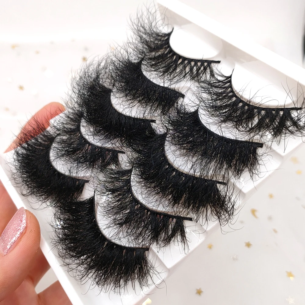 Wholesale lashes bulk buy natural mink eyelashes 5d d curl mink lashes 25mm mink eyelashes with boxes