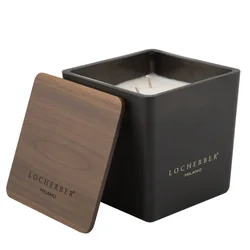 Customized Square Frosted Glass Candle Jar Ceramic Candle Vessel With Lid Black For Interior Decoration