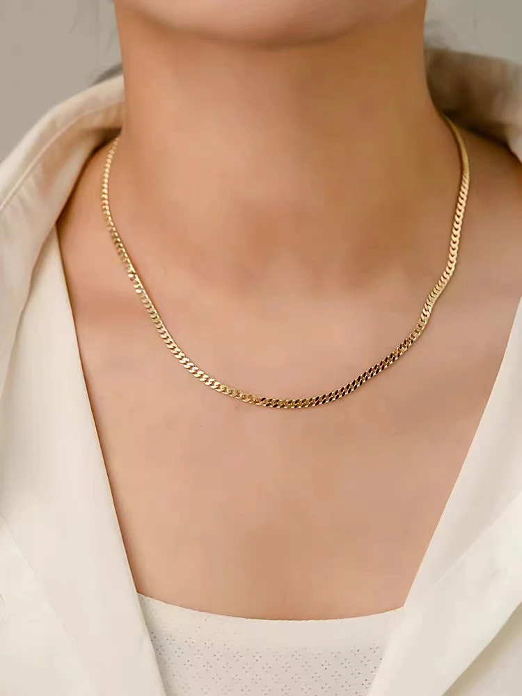 Wholesale 18K Gold Necklace Solid Cuban Chain Size Adjustable Customizable Fashion Jewelry Women for Girls for Party Daily Wear
