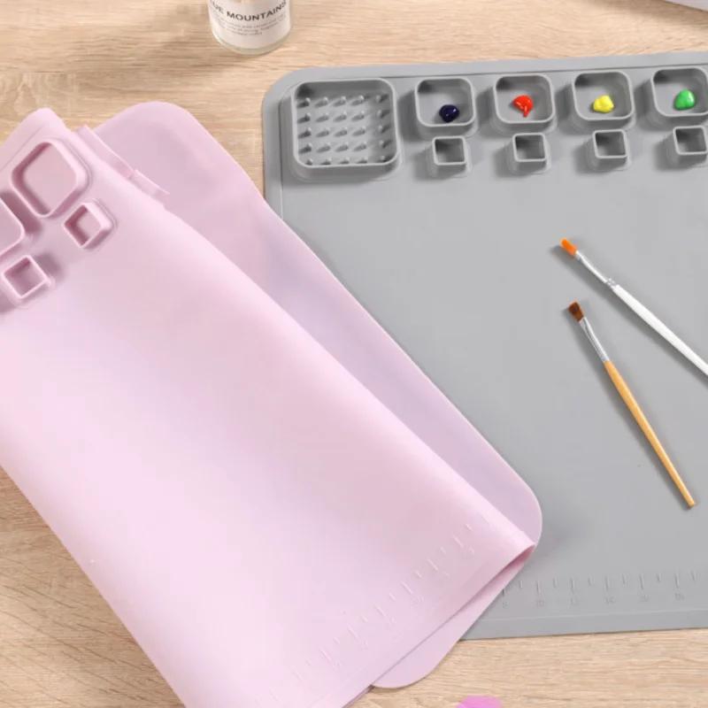 New Arrivals 2024 Silicone Art Mat Craft Paint Easy Clean Silicone Craft Mat With Cup Kid Silicone Painting Art Mat