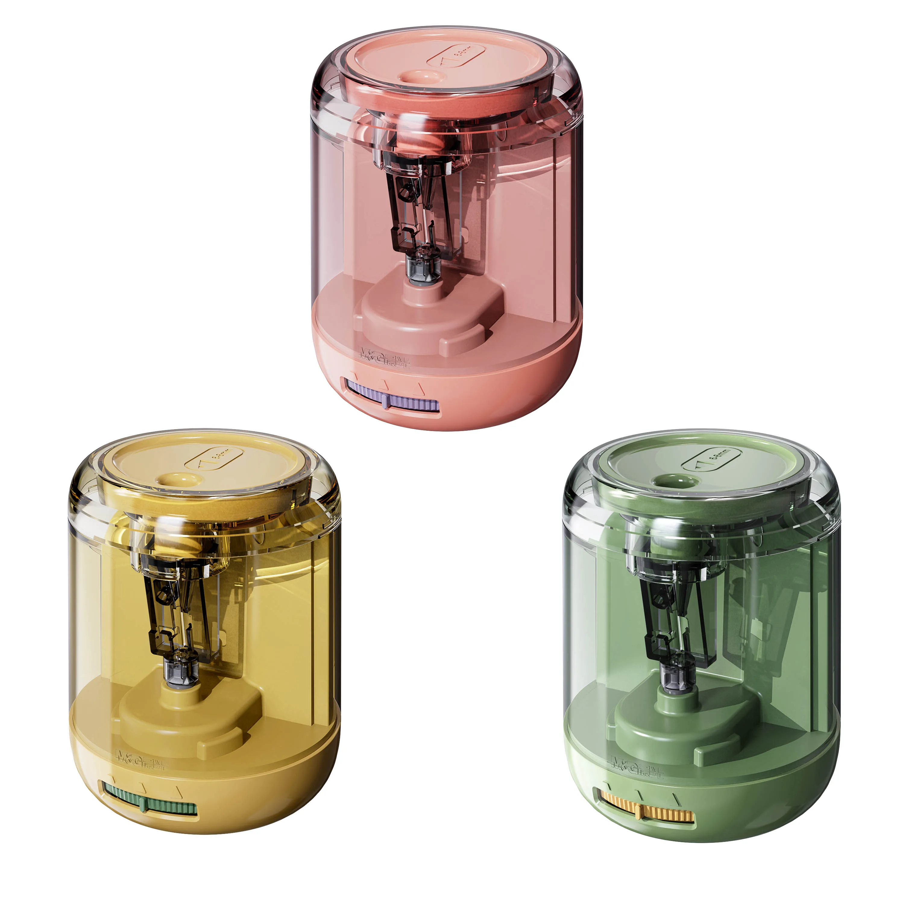 M&G Vintage Collection Hand Size Pink Yellow Green Color Electric Pencil Sharpener for School Home and Office