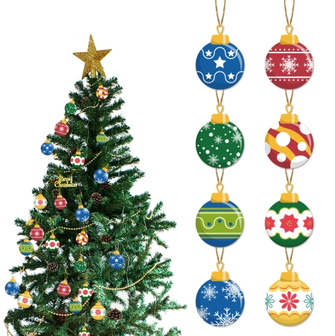 Custom Merry Christmas Ball Hanging Paper Pendants banners flags ornament Signs for Christmas tree home door window party decor