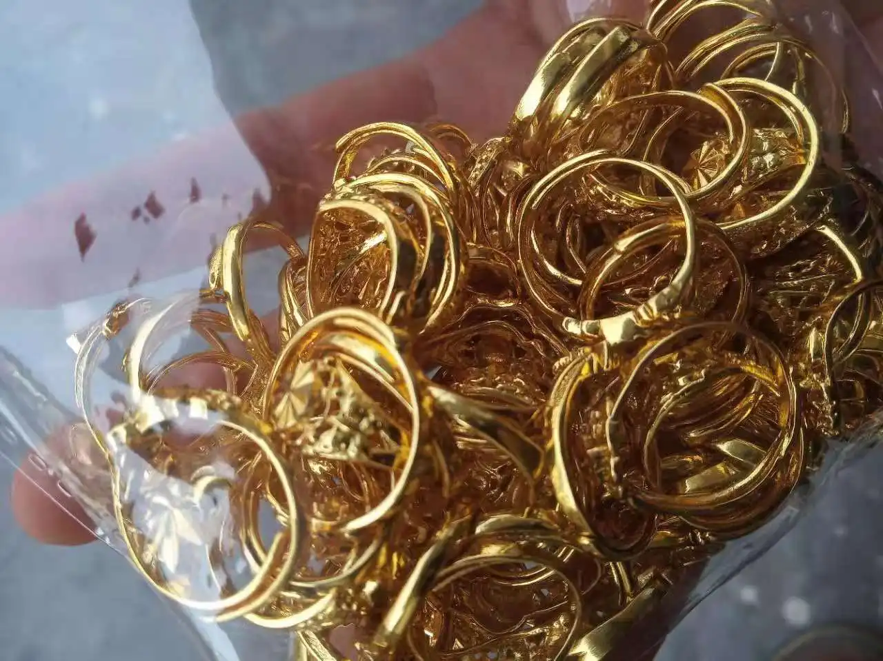 PUSHI cheapest finger ring hotselling simple golden gold plated open finger ring bulk mix adjustable ring gold plated