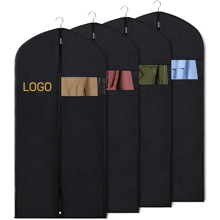 New Custom Logo Dust Protector Zipper Eco Friendly Reusable Luxury Non Woven Jacket Coat Dress Clothes Garment Suit Cover Bags