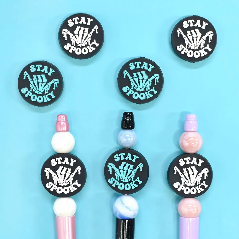 10pcs/Pack In Stock Pvc 3d Focal Bead Fountain Pen Accessories Pens Charms With Hole Silicone Beads Bulk For Gifts