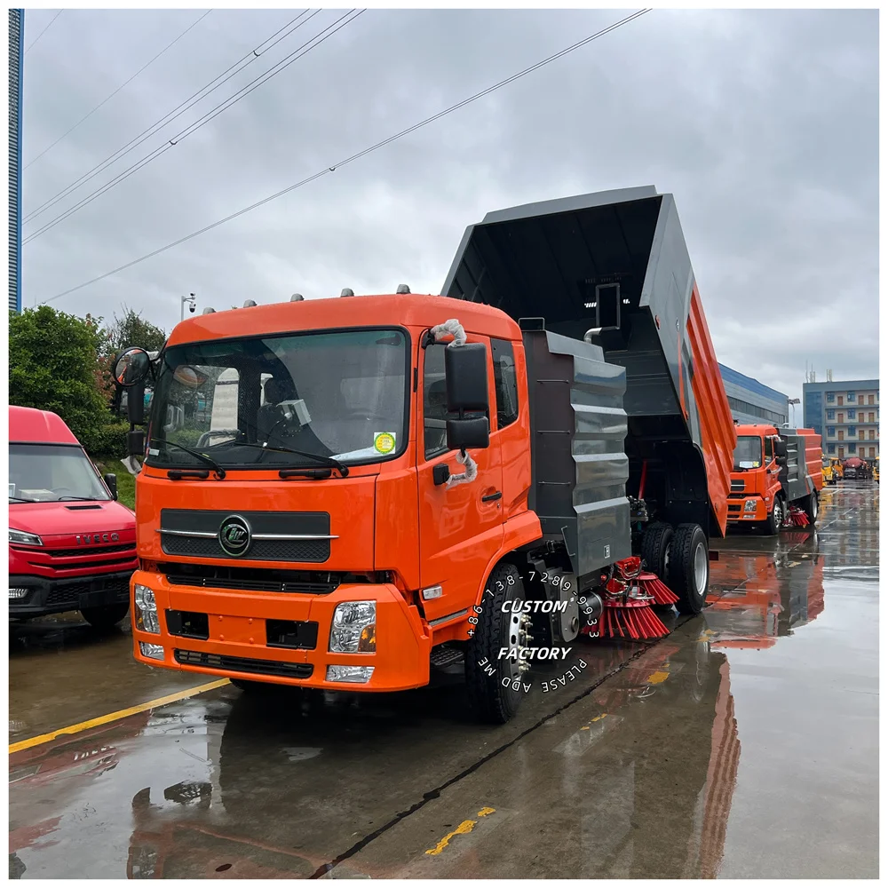 China Factory sale good price Dongfeng 16 cube Road Washing and Sweeping Truck Road Sweeper Truck for sale factory export
