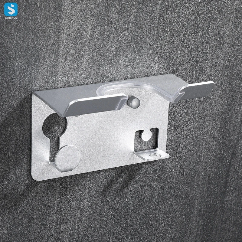 Wholesale Bathroom Space Aluminum Storage Rack Without Punching Wall Hanging Hair Dryer Holder