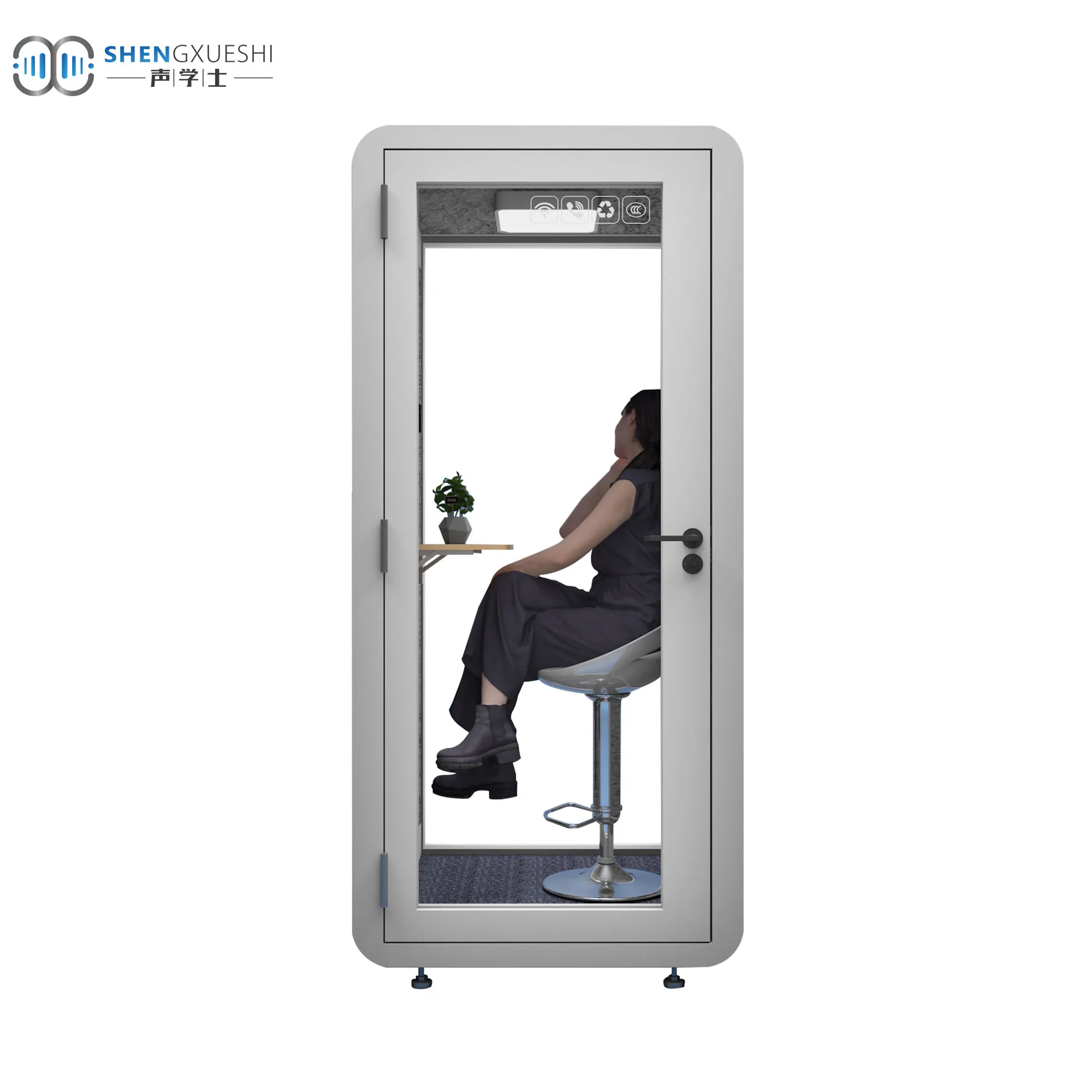 1.0X1.0X2.3M Wood Grain Eco-Friendly Pod Soundproof Mobile Recording Studio Booth Room Pod Single Room Office Pods