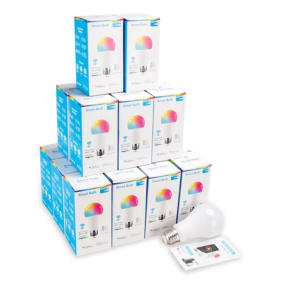 E27 E26 интеллектуальная беспроводная (Wi-Fi) Alexa вице-диспетчерской Декор несколько цветов (RGB) светодиодная TUYA Smart лампочка