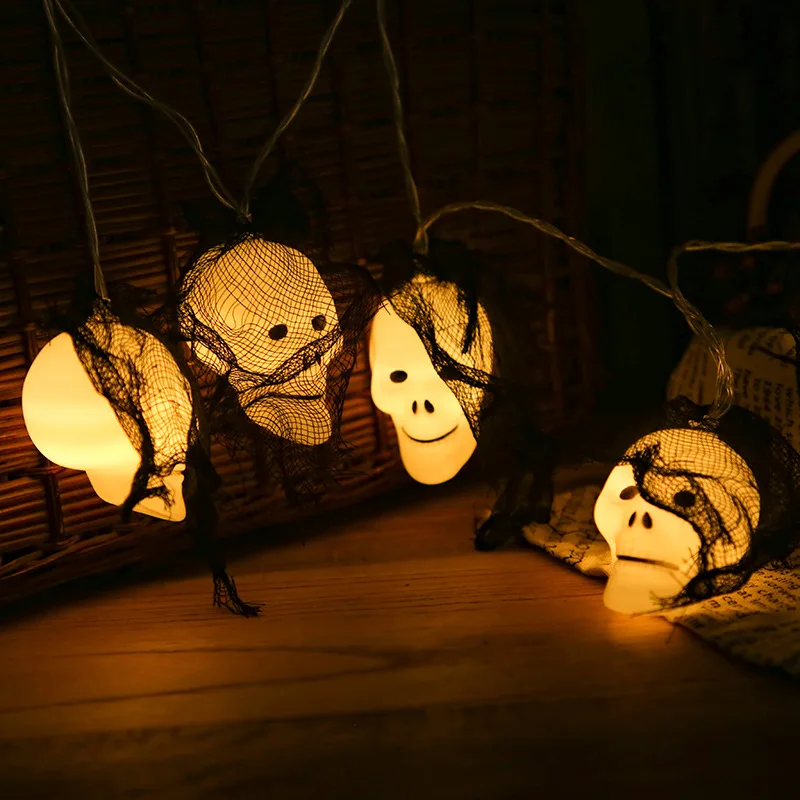 Halloween Decoration LED String Lights Battery Operated Skull Light Strings Indoor Halloween Warm White Halloween String Lights