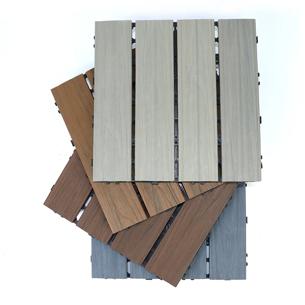 long lasting wood texture diy decking tiles co-extruded floor interlock for outdoor balcony