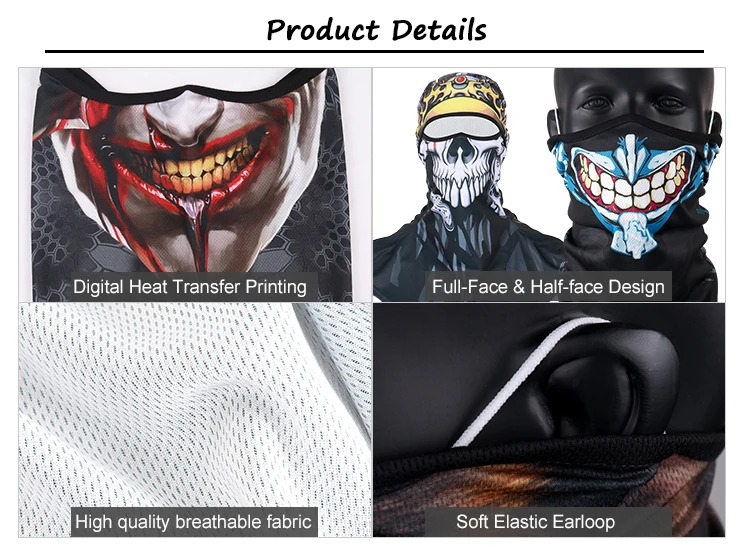 Custom Design logo Magic Scarf Neck gaiter headwear Bandana 3D print balaclava Half Face sublimation Bandana
