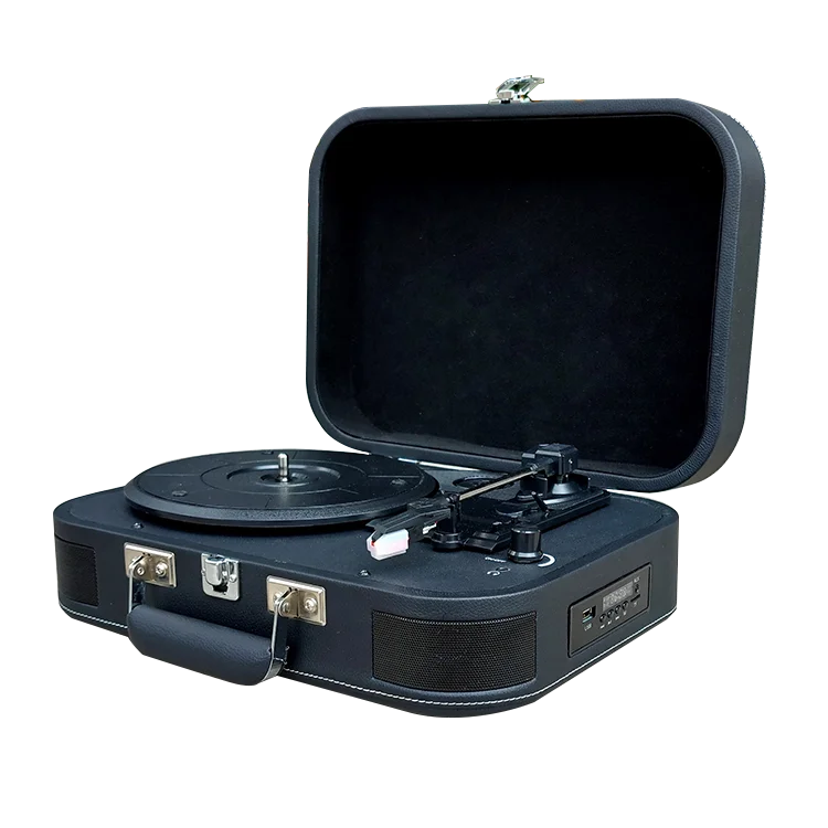 Record Player Vintage 3-Speed Vinyl Turntable with Stereo Speaker Belt Driven Suitcase Vinyl Record Player