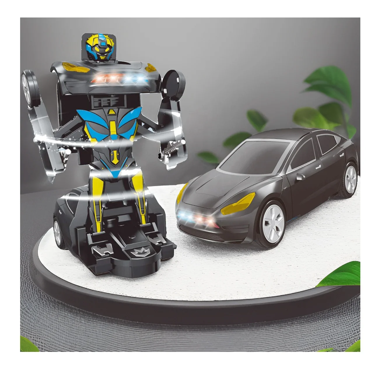KK New Arrival Deformation Toy Vehicle With Light & Music,Multi-Fuction Automatic Deformation Musical Car Toy for Kids