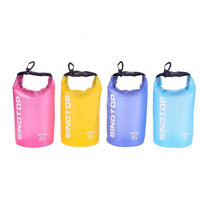 Custom Logo Cheap Ocean Pack Swimming Transparent Roll Top Waterproof Clean Dry Bag 2L For Drifting Kayak Camping
