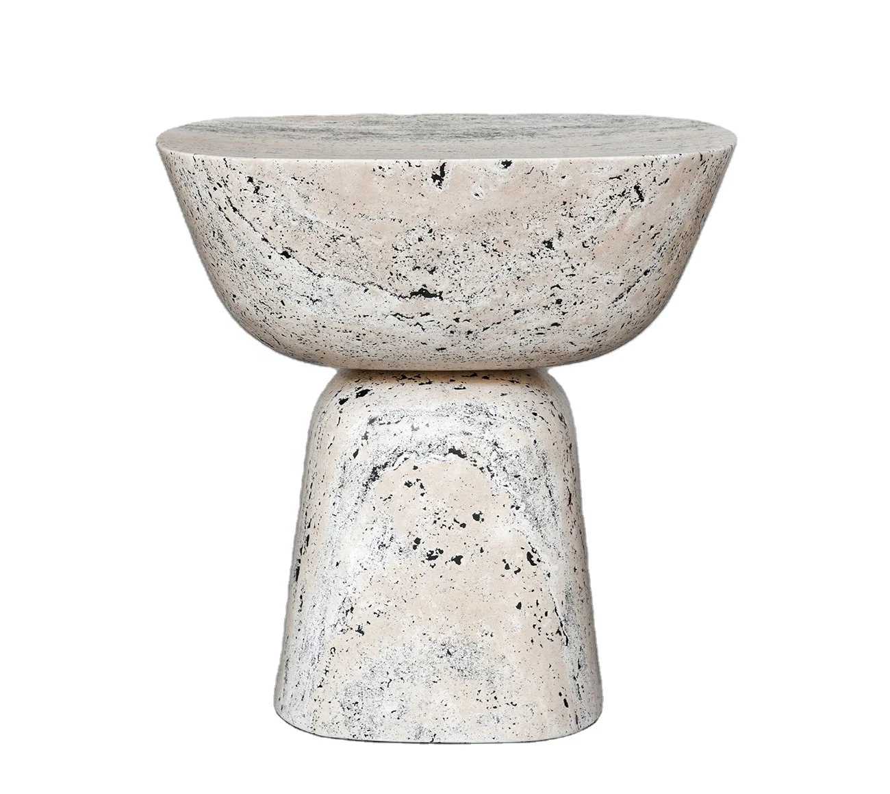 Nordic minimalist modern natural stone designer living room furniture round travertine side table