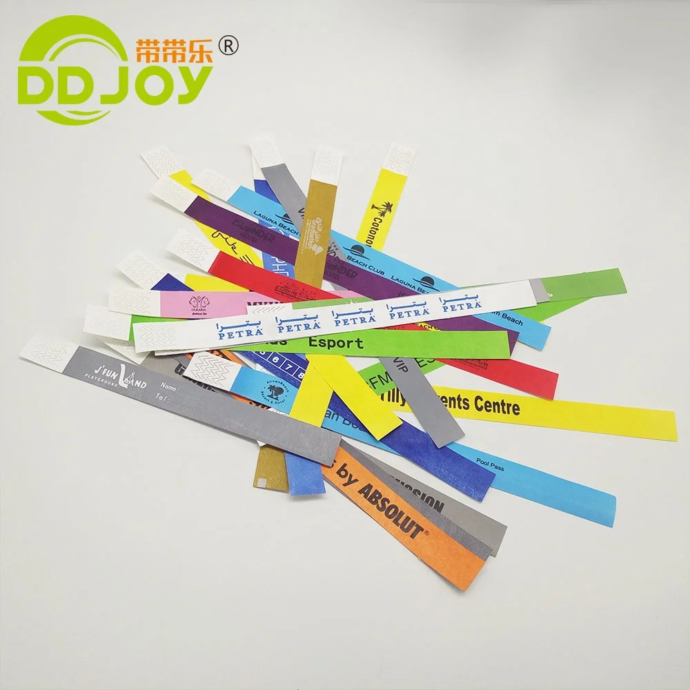 Factory Wholesale Waterproof Custom One off Use Kid Parks/Playground Admission Tickets Tag Paper ID Tyvek Wristband
