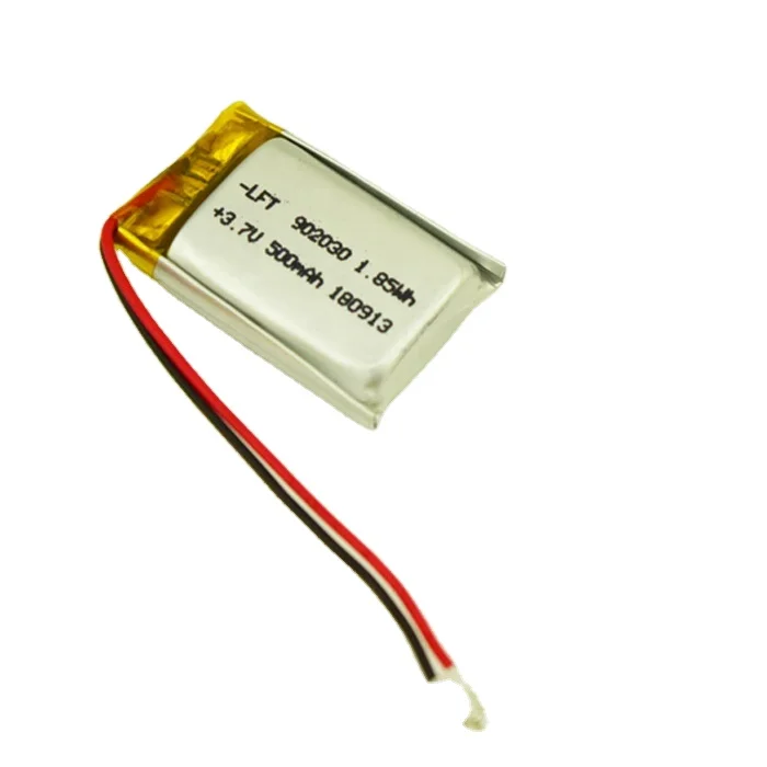 Small size 3.7v 500mAh  lithium polymer  li-ion battery rechargeable batteries for LED light GPS 902030