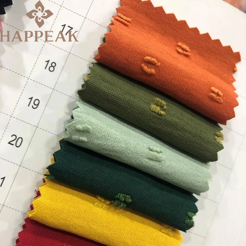 HAPPEAK High Quality 100% Polyester Crepe Swiss Dot Fabric Soft Polka Dot Jacquard Fabric