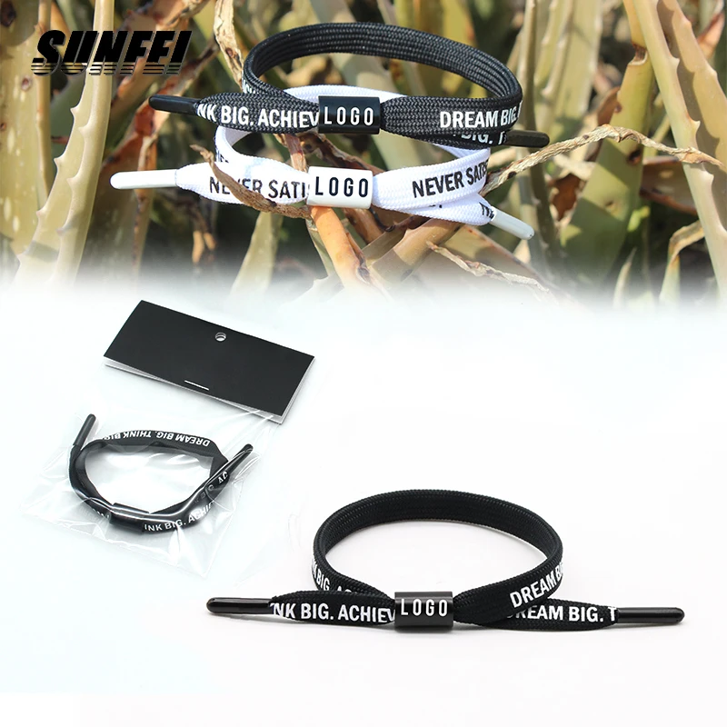 sunfei Flat Rope Lace Bracelet Wristband Bracelet Shoelaces Zinc Alloy Custom Printed Logo man sporting fashion  Bracelet