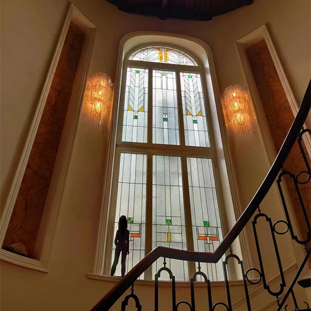 Decorative Stained Glass Mosaic Window Glass Door Villa Hall Stained Glass Windows Viewing