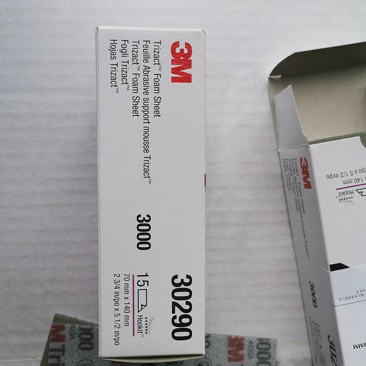 3M 30290 Trizact Hookit 2 3/4 In X 5 1/2 In 70 Mm X 140 Mm 3000 Grade 15 Sheets Per Pack 4 Packs Per Case Foam Sheet