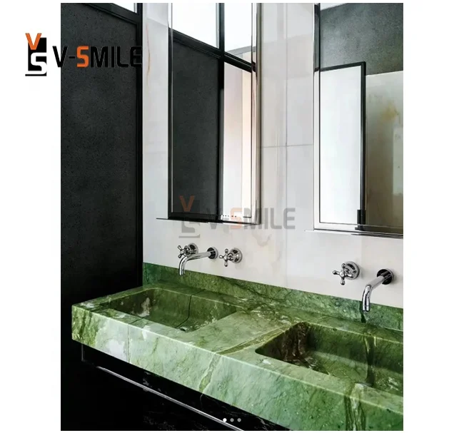 Danton Green Marble Polished Slab Wholesale Price Verde Ming Green Marble Tabletop & Vanitytop