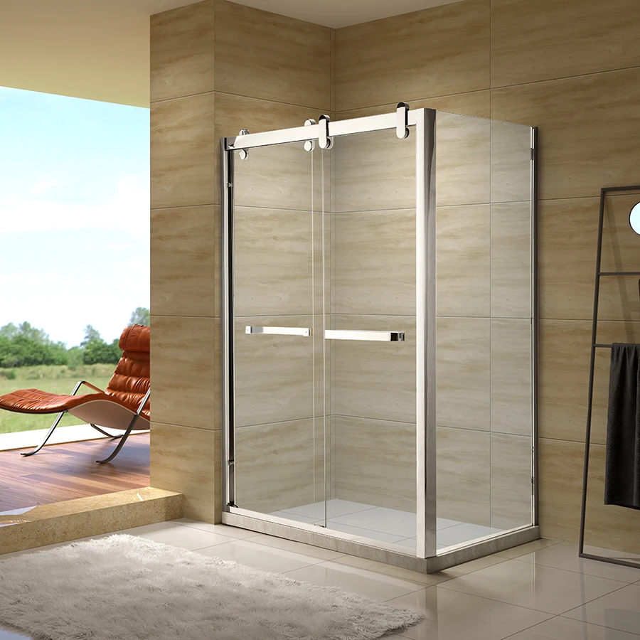 Bathtub Shower Glass Sliding Door 10mm 12mm Frameless Glass Shower Enclosure