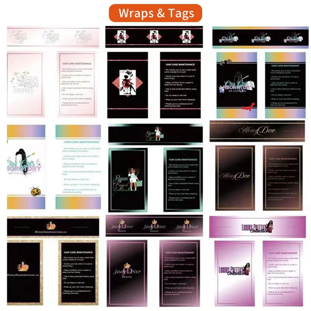 Wholesale Custom Tags for wigs Paper Hangtags For hair bundle Own Logo