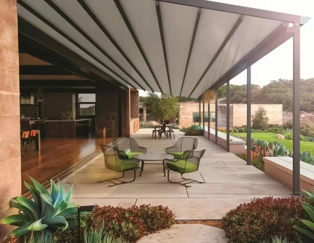 Automatic Electric Garden Gazebo Pergola Retractable Waterproof Awning Front Window Door Sun Protection Wave Canopy