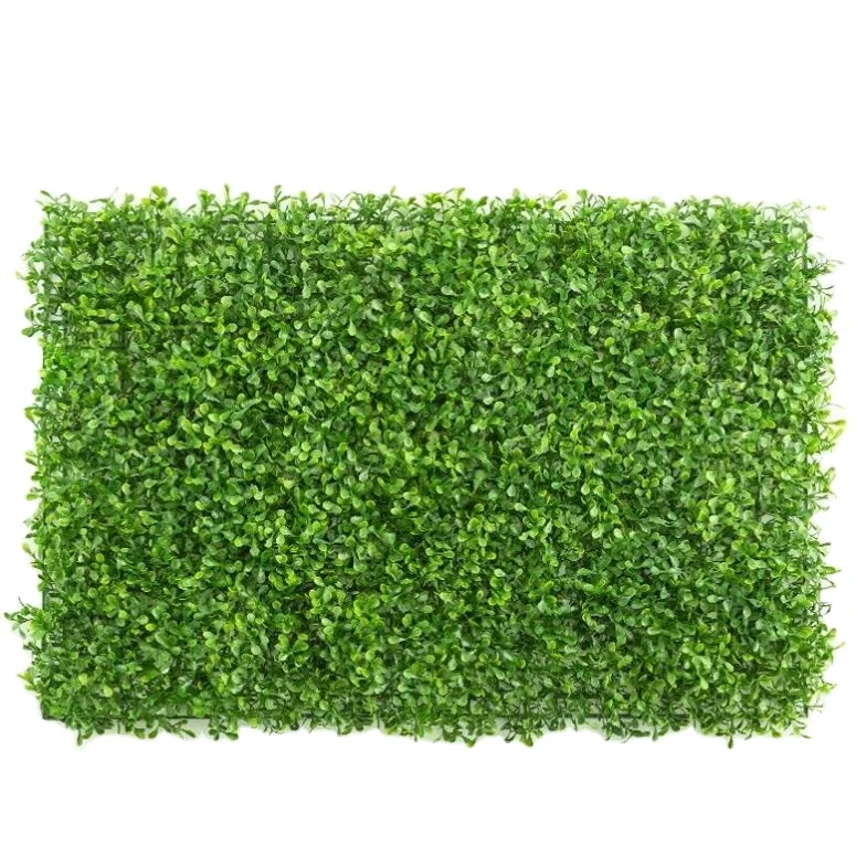 Pampas Faux Artificial Green Grass Wall Backdrop Panels With Green And White Flowers