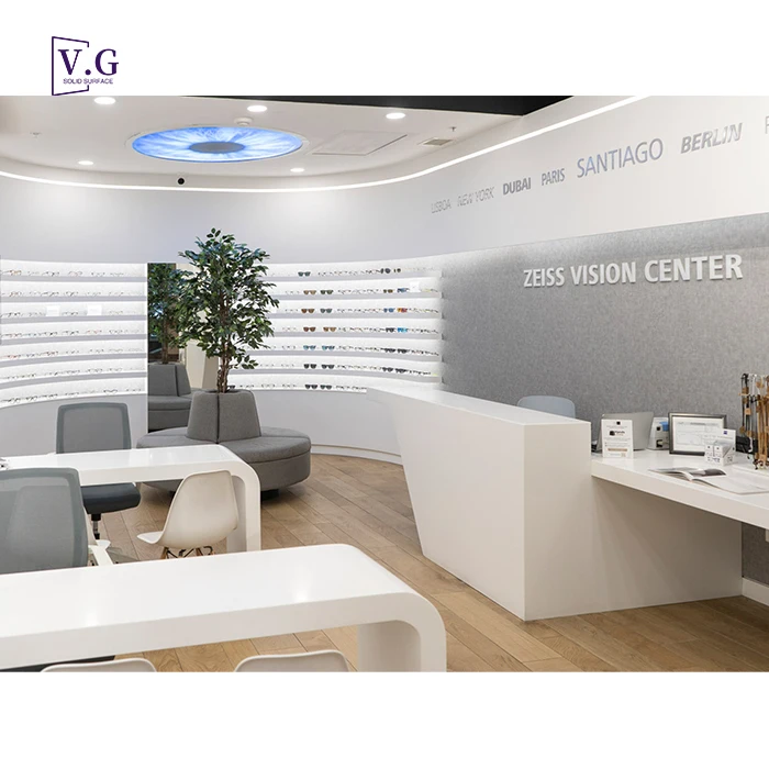 Customized Corian working table for glass shop jewelry work table solid surface work station table