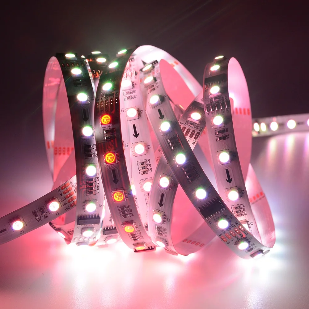 DMX512 IC SMD5050 RGB/ RGBW 30/60 светодиодов/m гибкие программируемые цифровые светодиодные полосы света