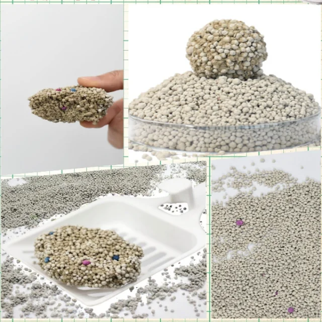 Strong Adsorption 10 Litter Ball Shaped Low Dust Cat Sand Clumping Colour Granule Clay Bentonite Cat Sand For Cat