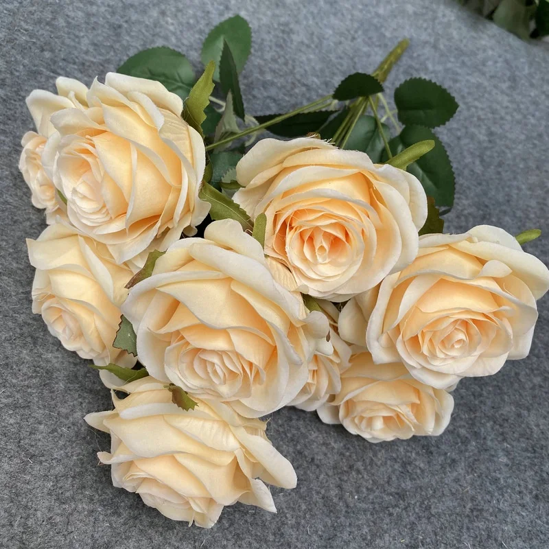 Artificial Wedding Decoration  High Quality 9 Heads  Rose Bouquet Floral Flowers Silk Rose Bouquets Flower