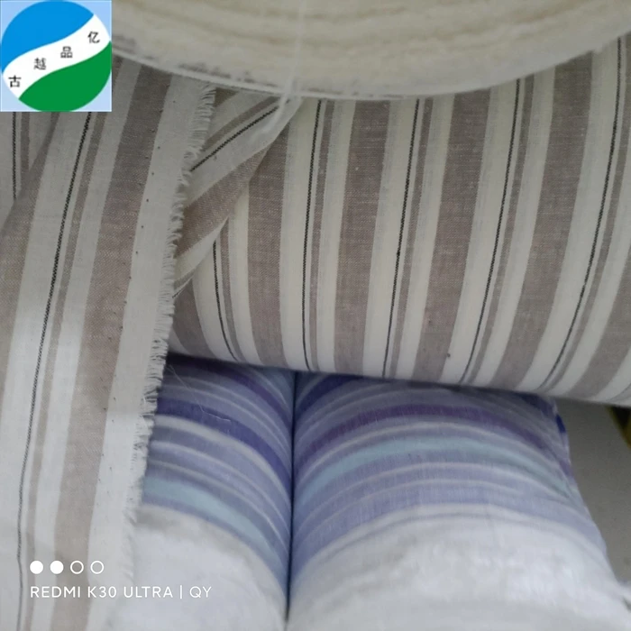 2024 new item woven cotton linen yarn dyed stripe stock lot fabric dress summer clothes