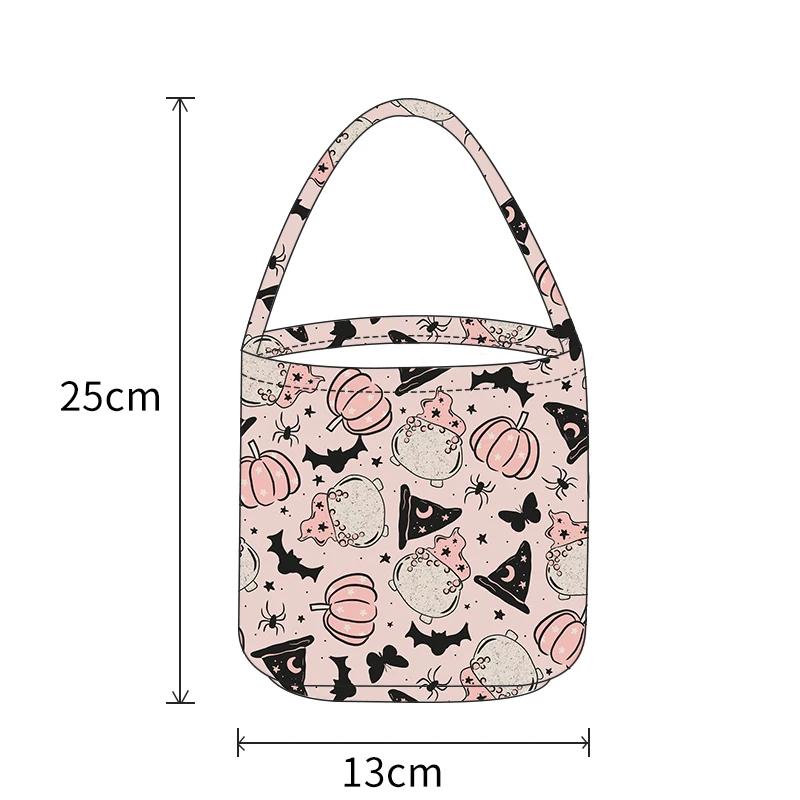 Full Print Kids Halloween Canvas Tote Basket Customize Pattern Children Festival Gift Party Bucket Bags