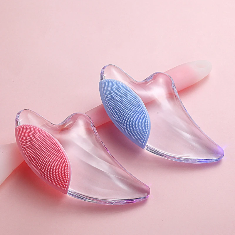 Plastic silicone  metal New Product Manufacturer Private Label clear Body Scrapping Massage Tool Stone Rose Quartz Jade Guasha