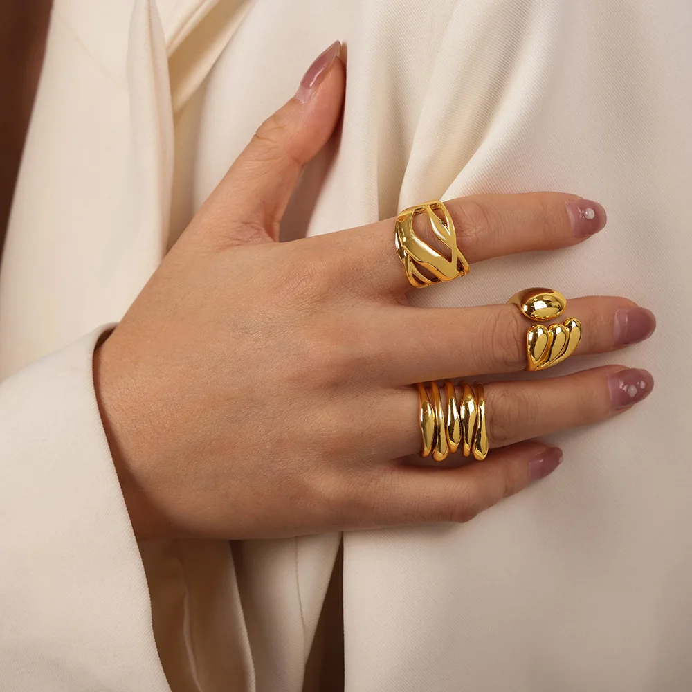 fashion cz diamond ring stainless steel ring jewelry Exaggerate Jewelry Big Brass 18k gold plated moissanite ring Women