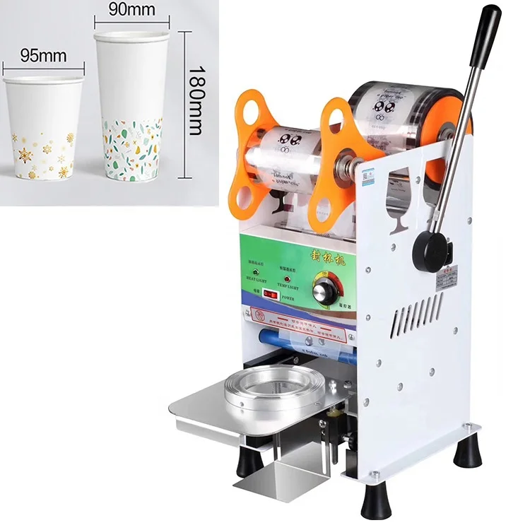 Cheap 90mm 95mm Bar Bubble Boba Milk Tea Juice Sealer Paper and Plastic Cup Sealing Machine