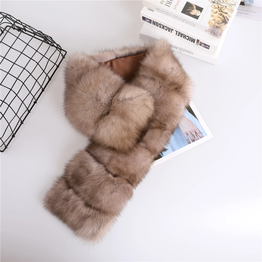 Роскошный Модный зимний шарф унисекс из 100% натурального меха норки, женские шарфы, палантин, шаль, большие шарфы для мужчин, натуральный цвет