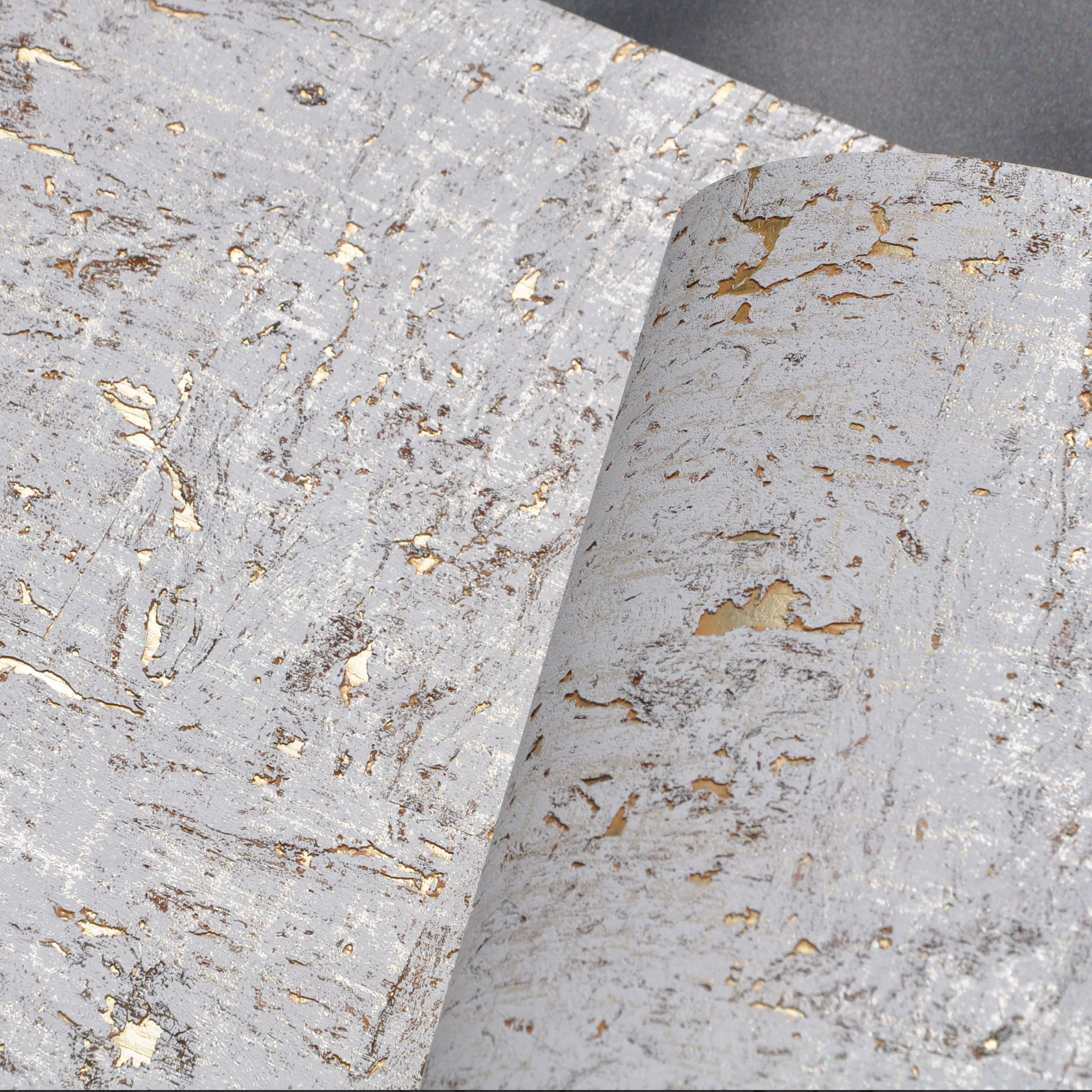 MYWIND Grey With Gold Luxury 100% Material 3d design home decor wall paper cork wallpaper